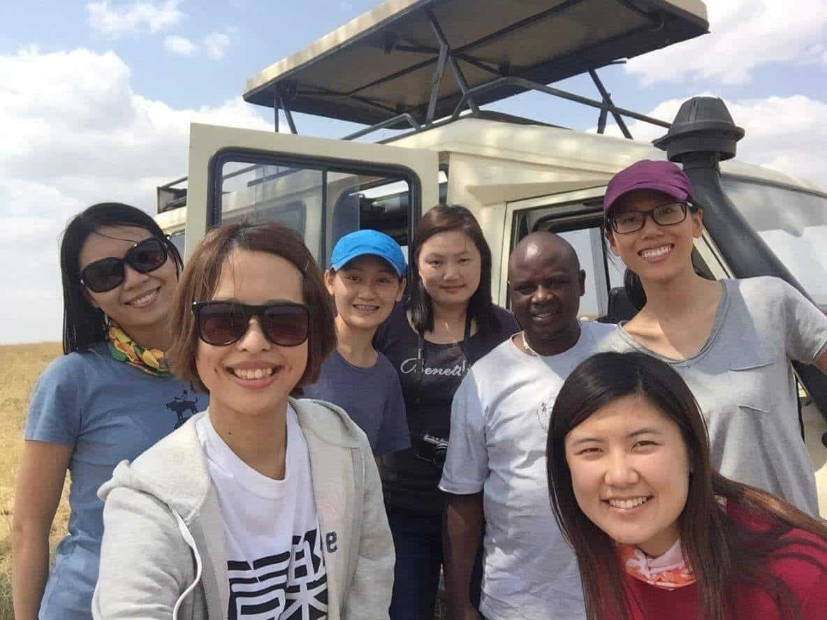 group of tourists at Maasai Mara with Campo East Africa Safaris