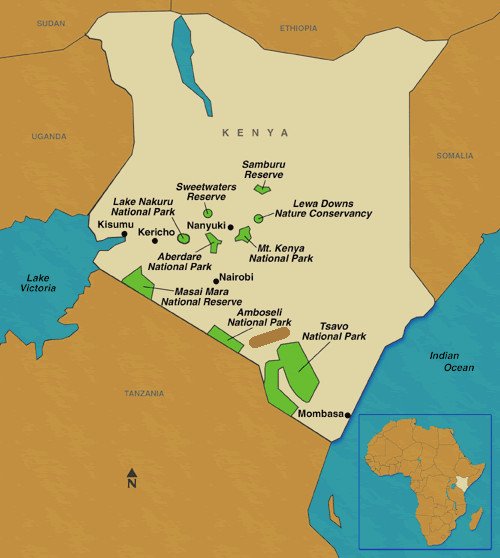 Kenya map showing amboseli